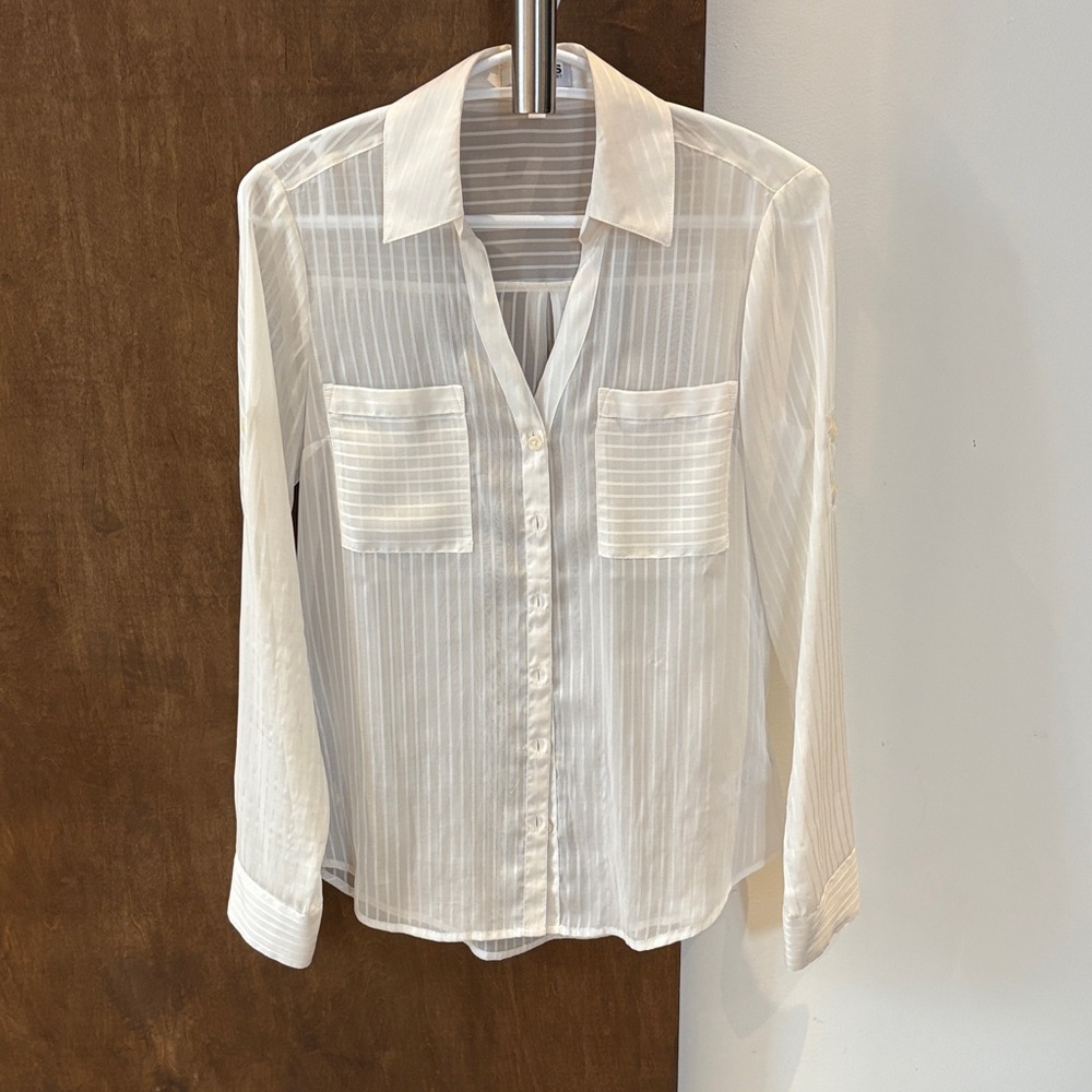 Express White Sheer Blouse
